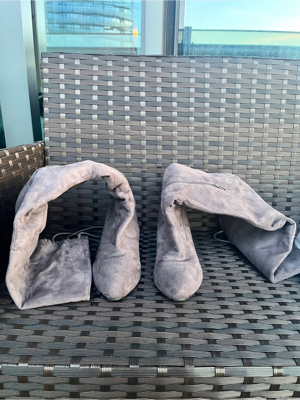 Women's Over-the-Knee Folded Suede Boots - Gray